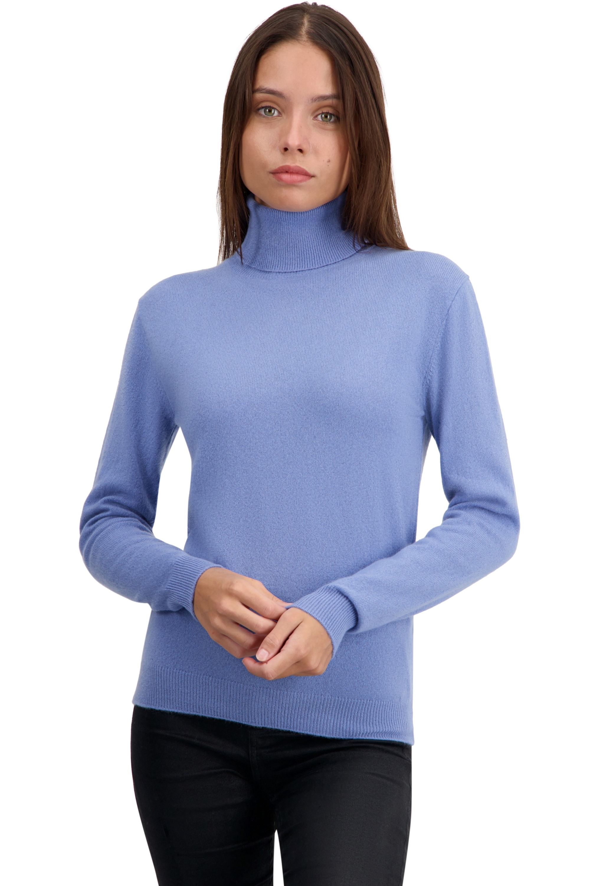 Cachemire pull femme col roule tale first light blue s