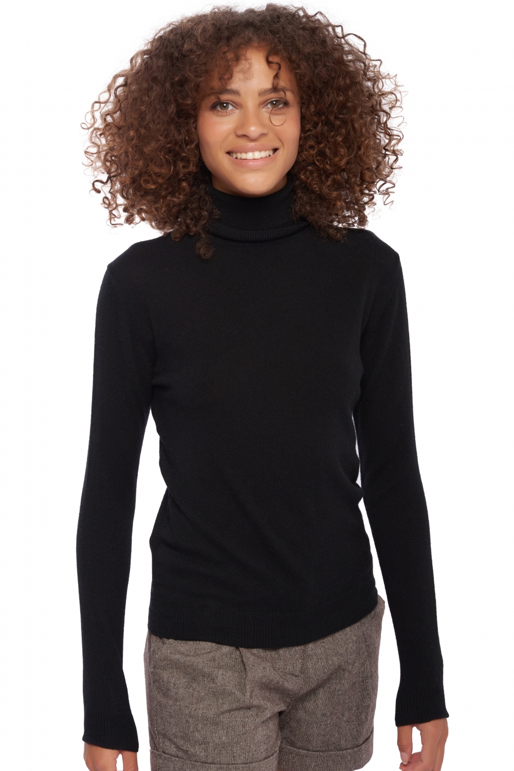 Cachemire pull femme col roule tale first noir xs