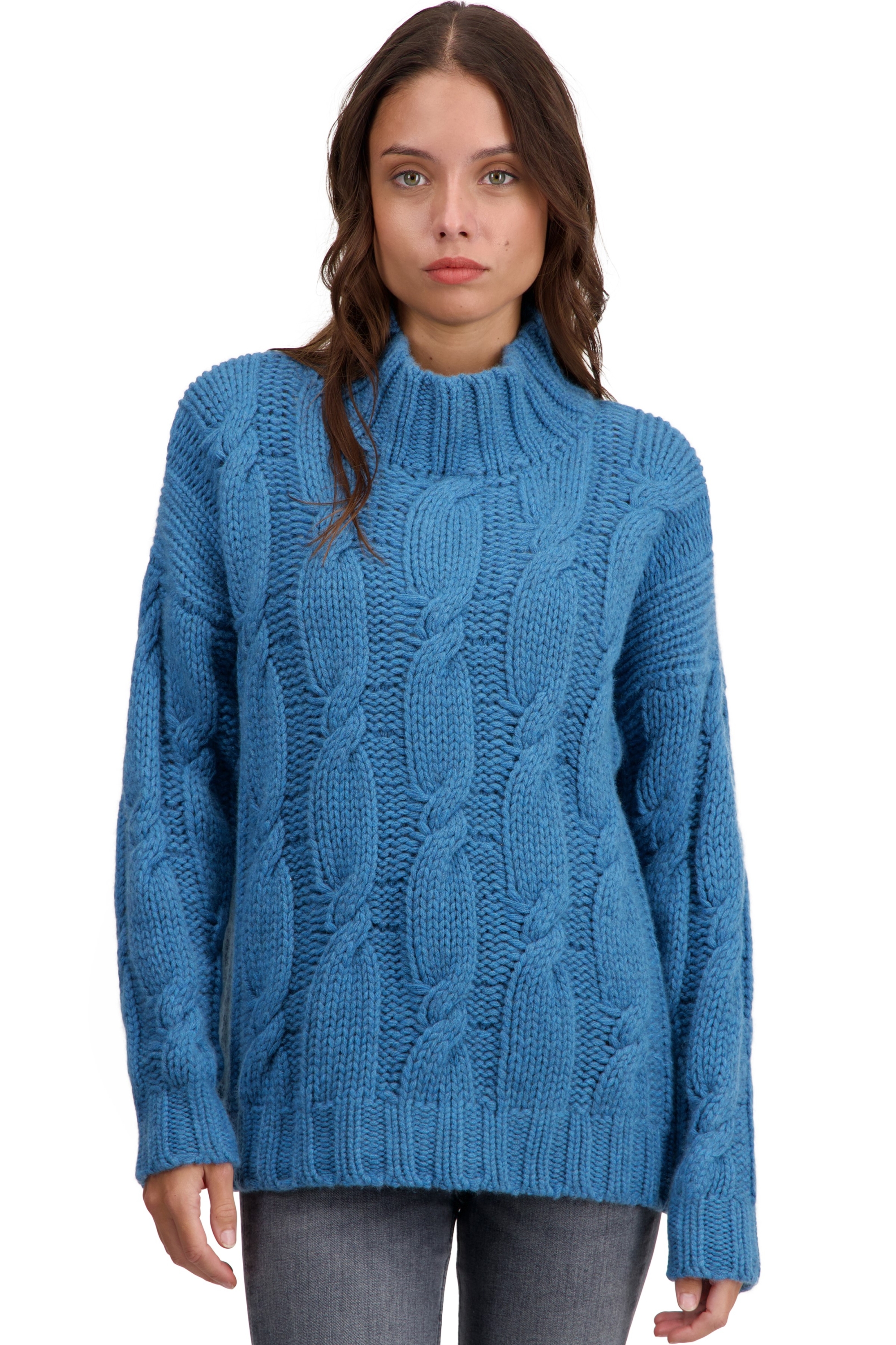 Cachemire pull femme col roule twiggy manor blue s