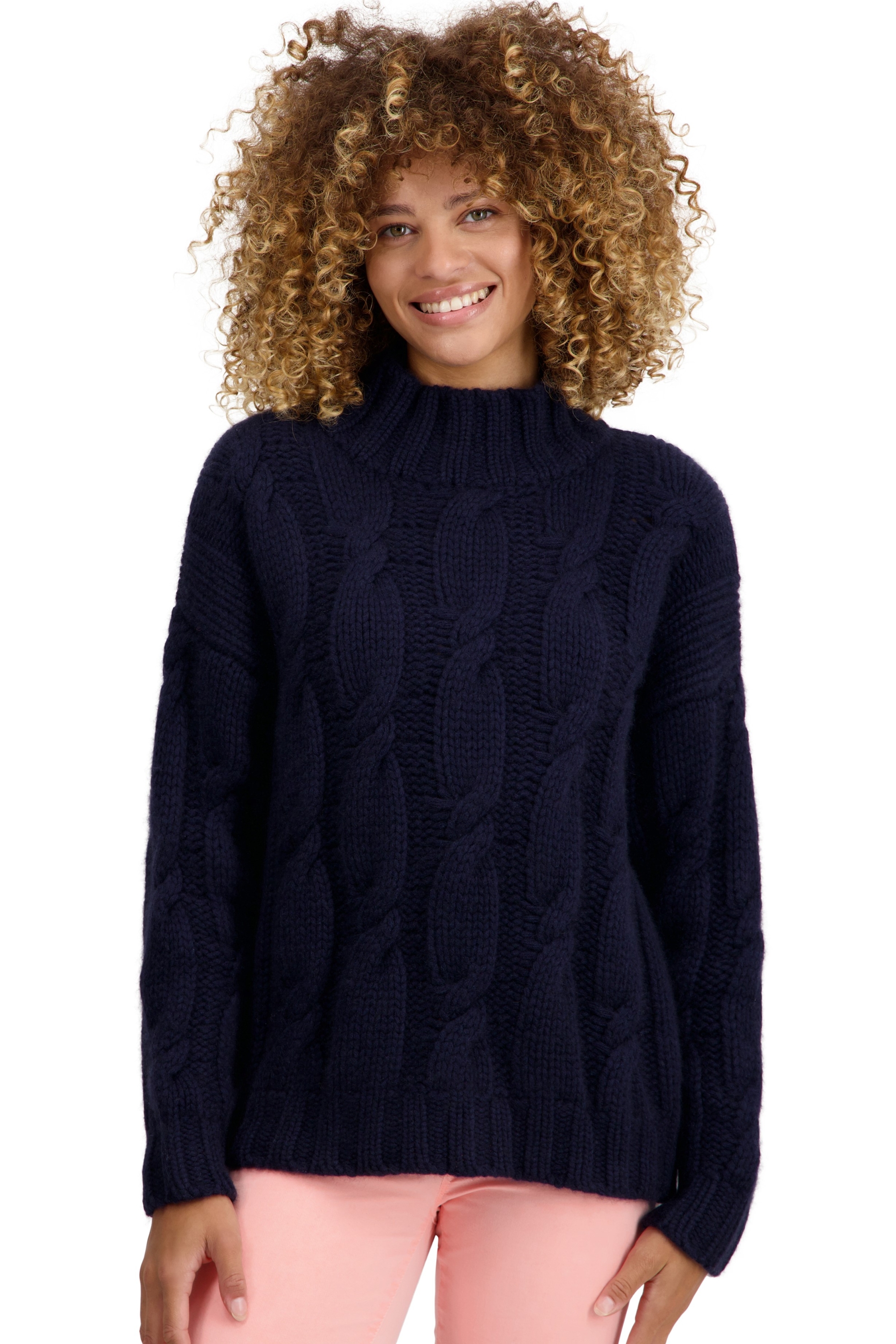 Cachemire pull femme col roule twiggy marine fonce m