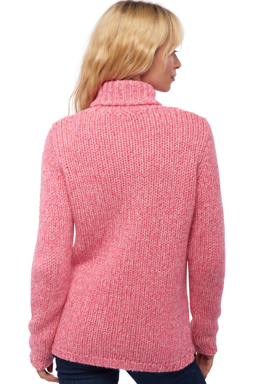 Cachemire pull femme col roule vicenza rose shocking rose pale xs