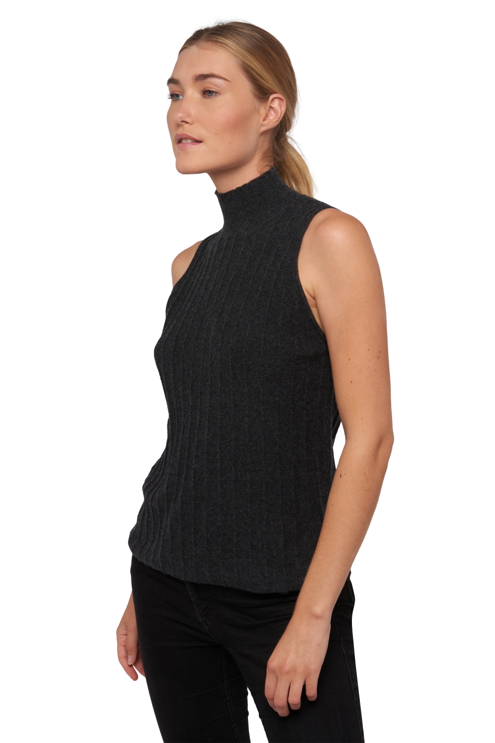 Cachemire pull femme col roule wiky anthracite xs