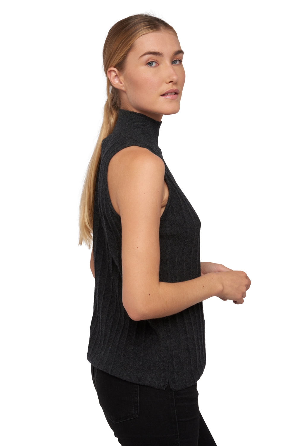 Cachemire pull femme col roule wiky anthracite xs