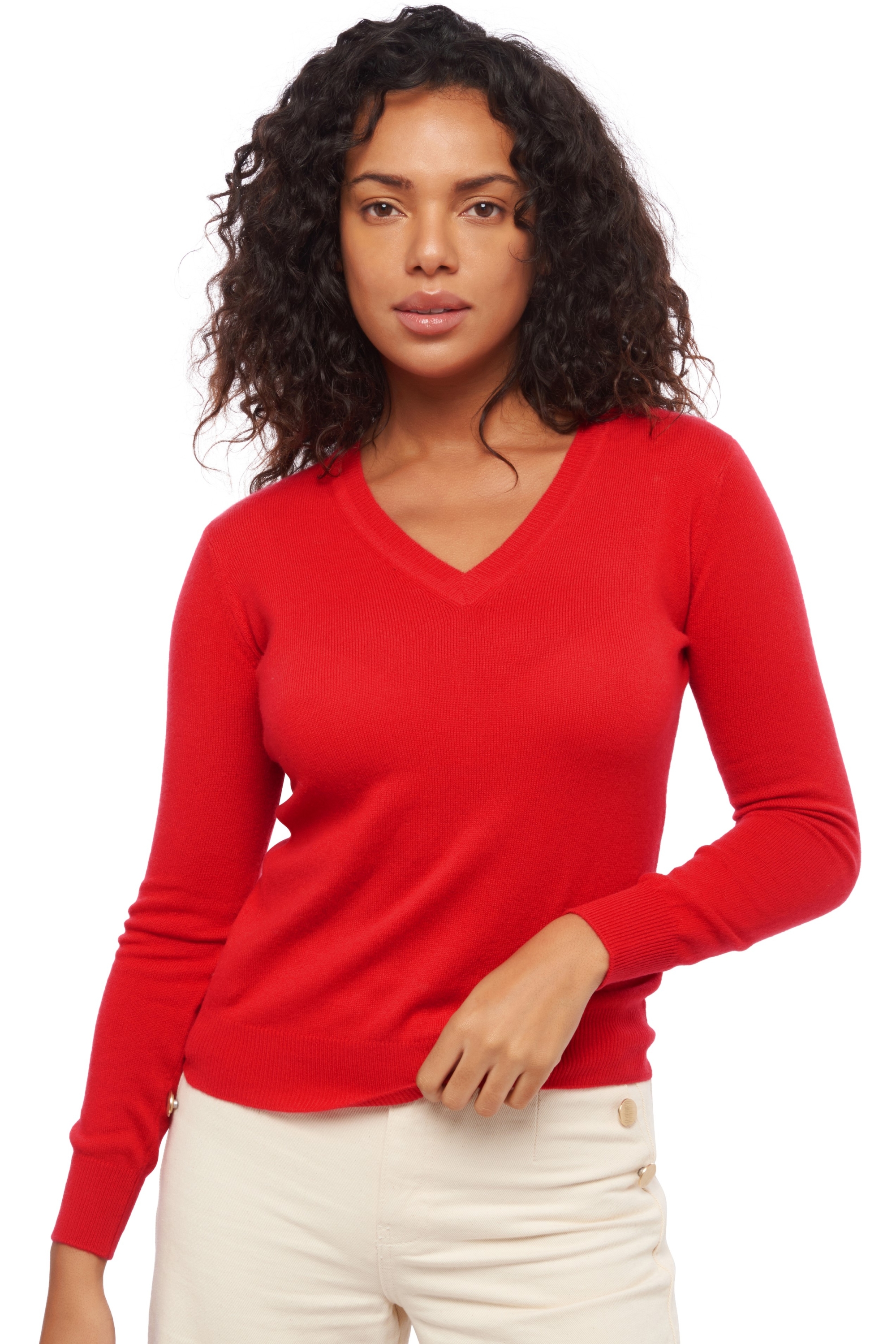 Cachemire pull femme col v faustine rouge velours 3xl