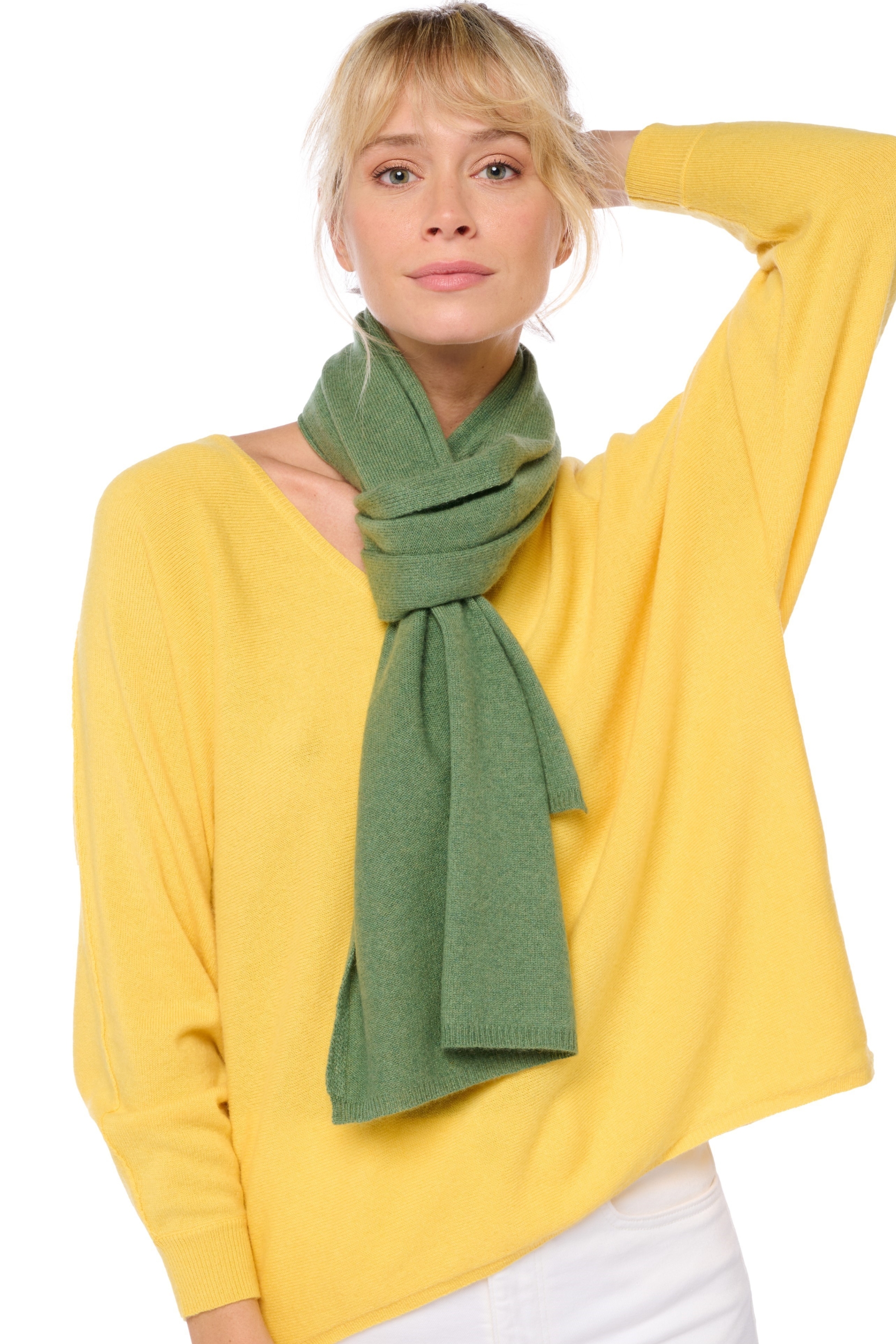 Cachemire pull femme echarpes et cheches ozone foliage 160 x 30 cm