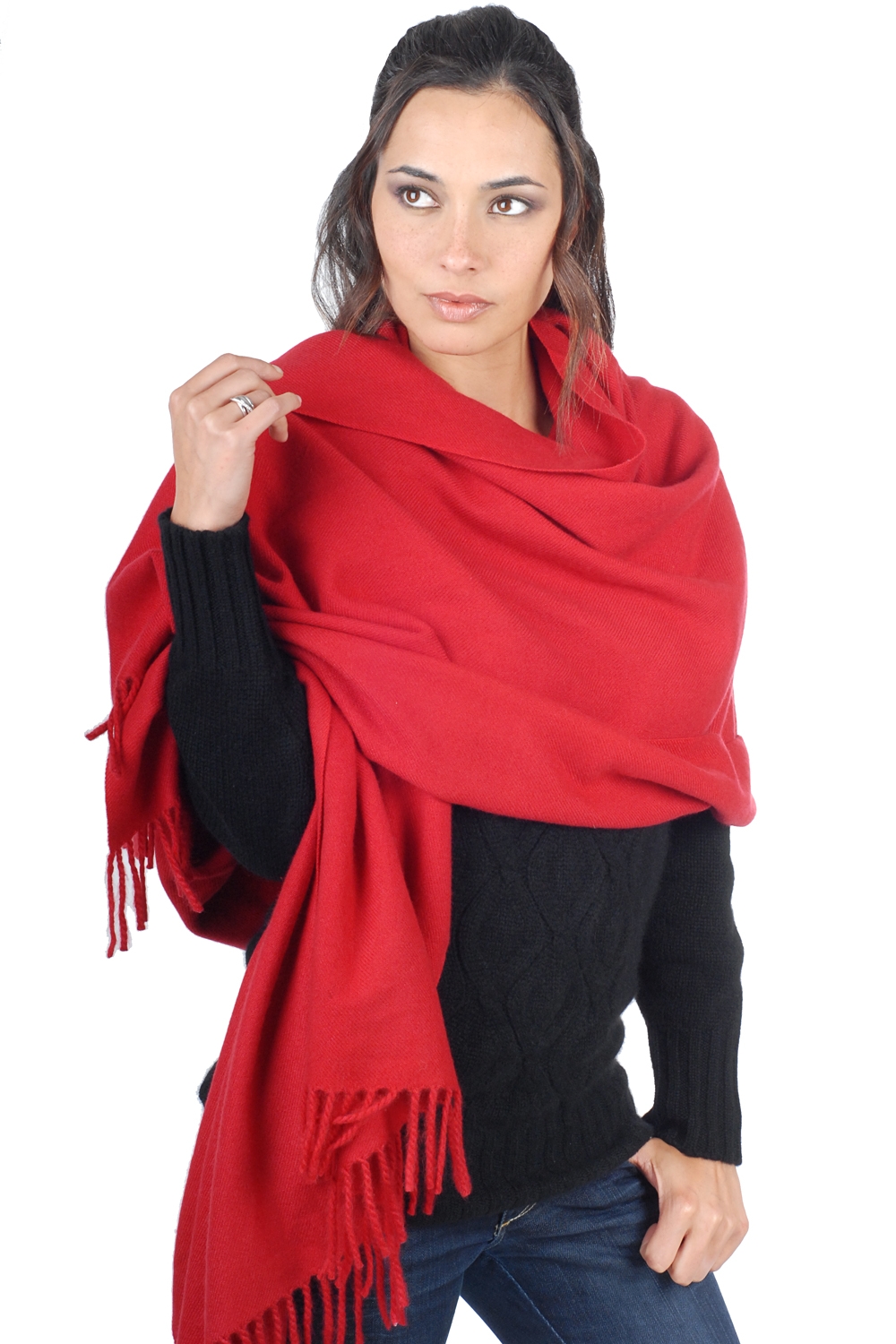 Cachemire pull femme niry rouge profond 200x90cm