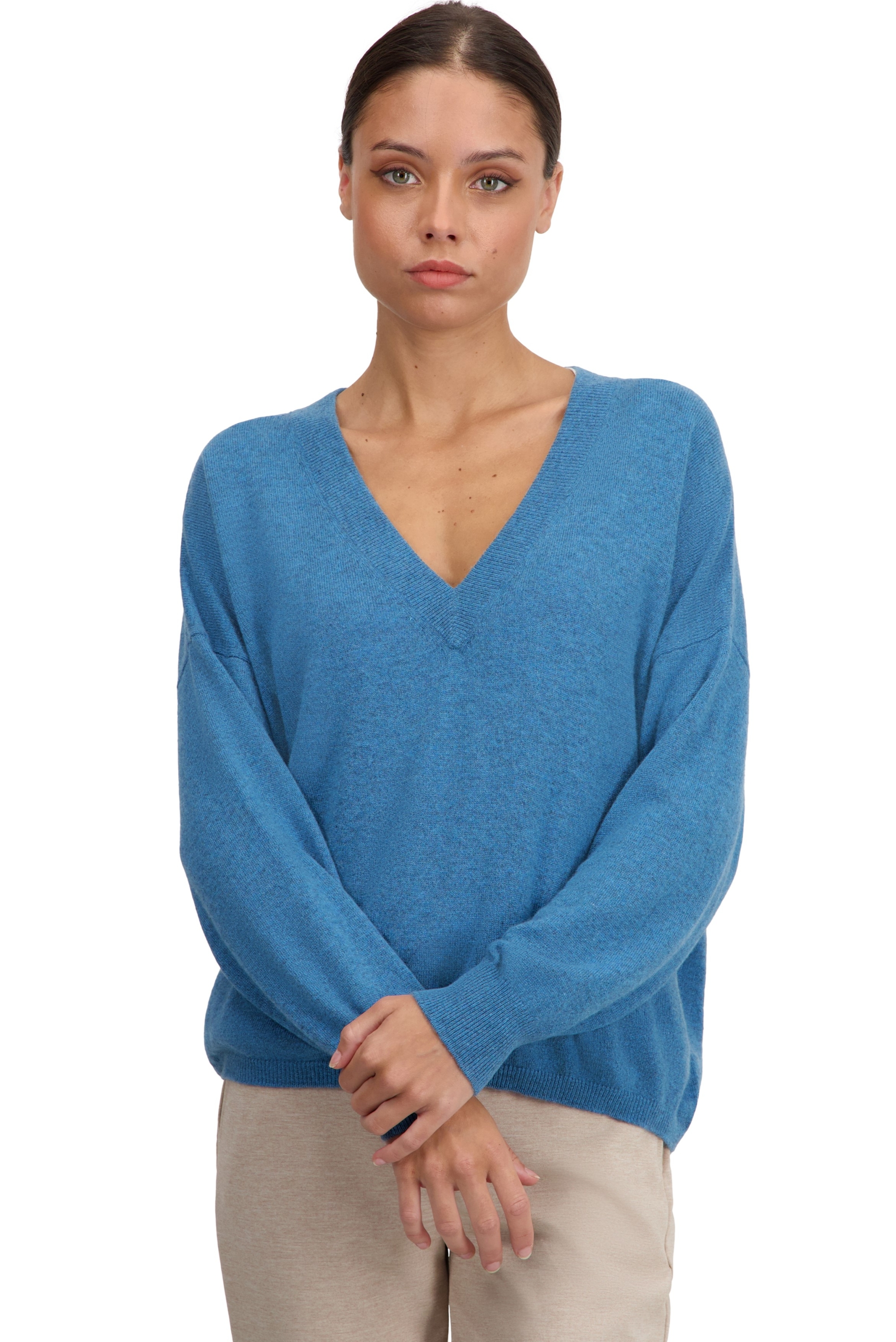 Cachemire pull femme theia manor blue l
