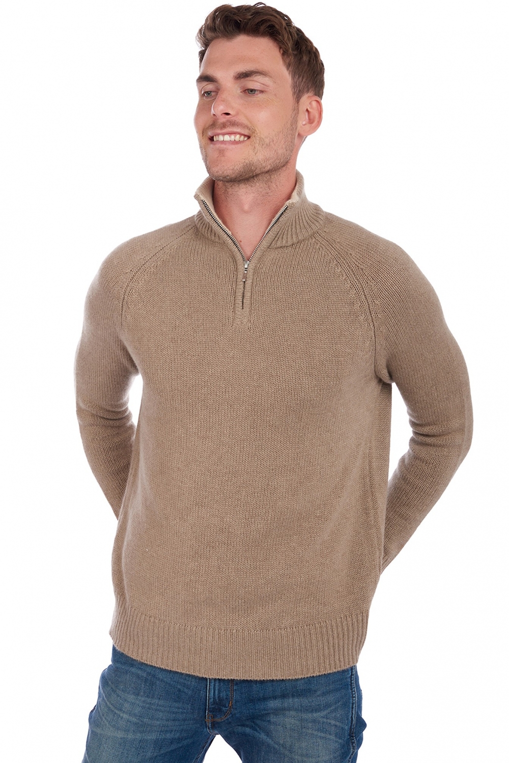Cachemire pull homme angers natural brown natural beige 3xl