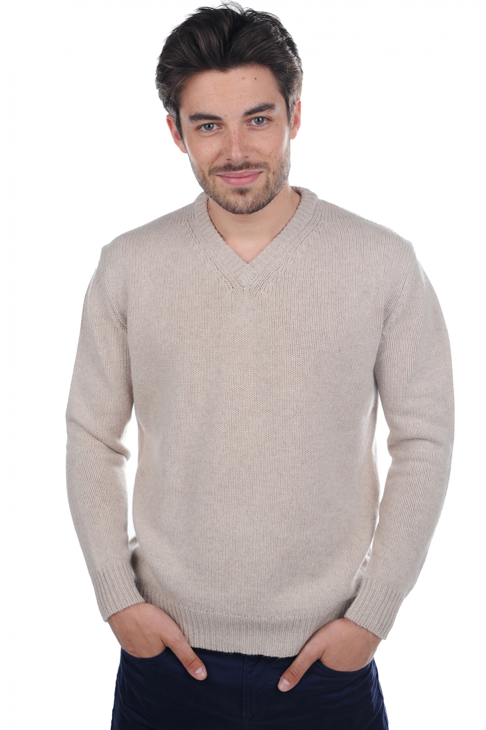 Cachemire pull homme atman natural beige s