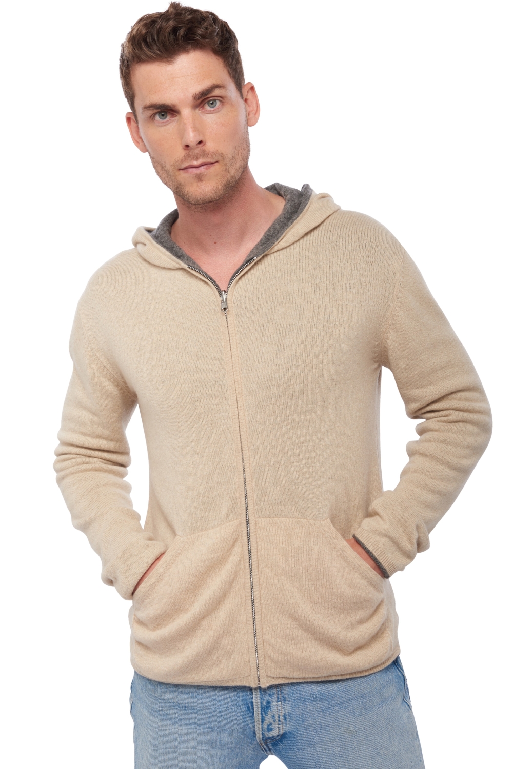 Cachemire pull homme carson marmotte chine natural beige l