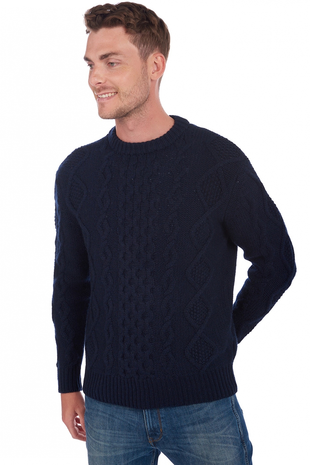 Cachemire pull homme col rond acharnes marine fonce 2xl