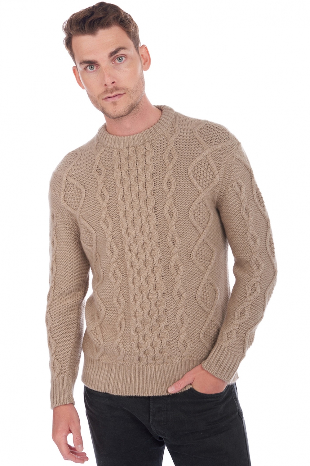 Cachemire pull homme col rond acharnes natural stone 2xl