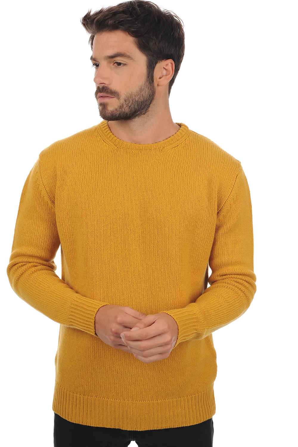 Cachemire pull homme col rond bilal moutarde 2xl