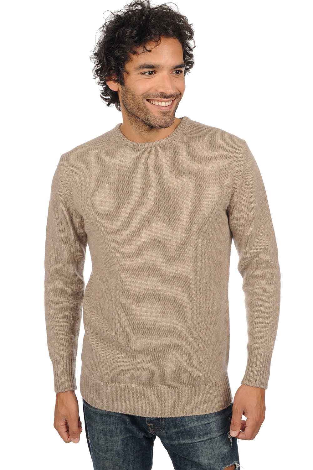 Cachemire pull homme col rond bilal natural brown l