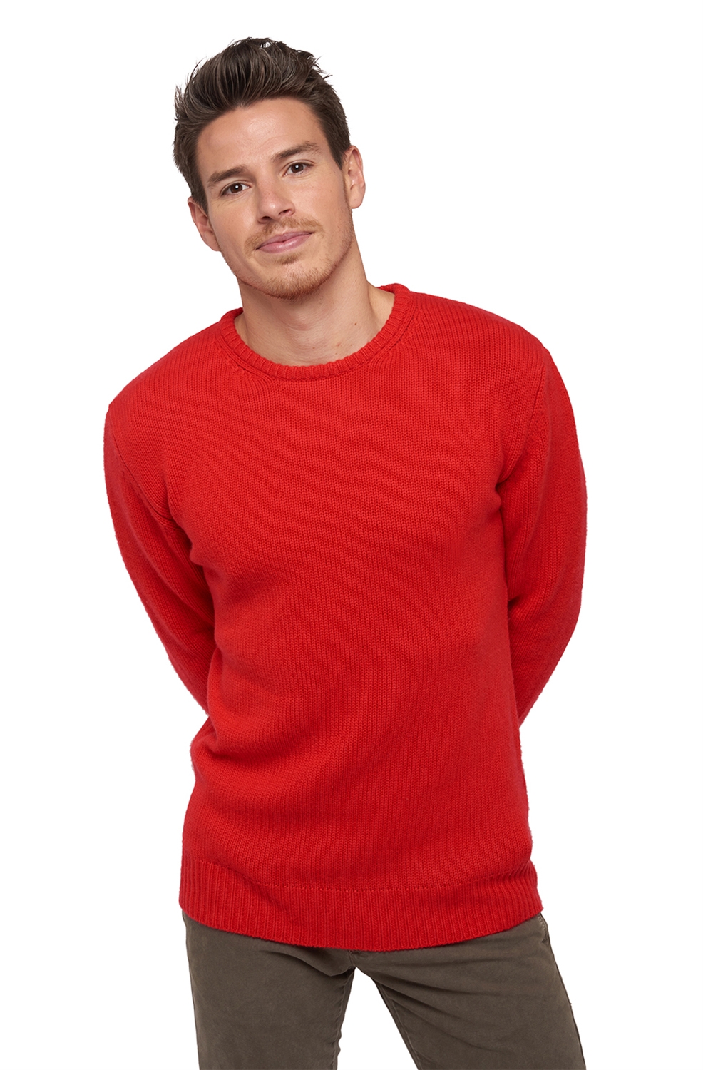 Cachemire pull homme col rond bilal rouge 2xl