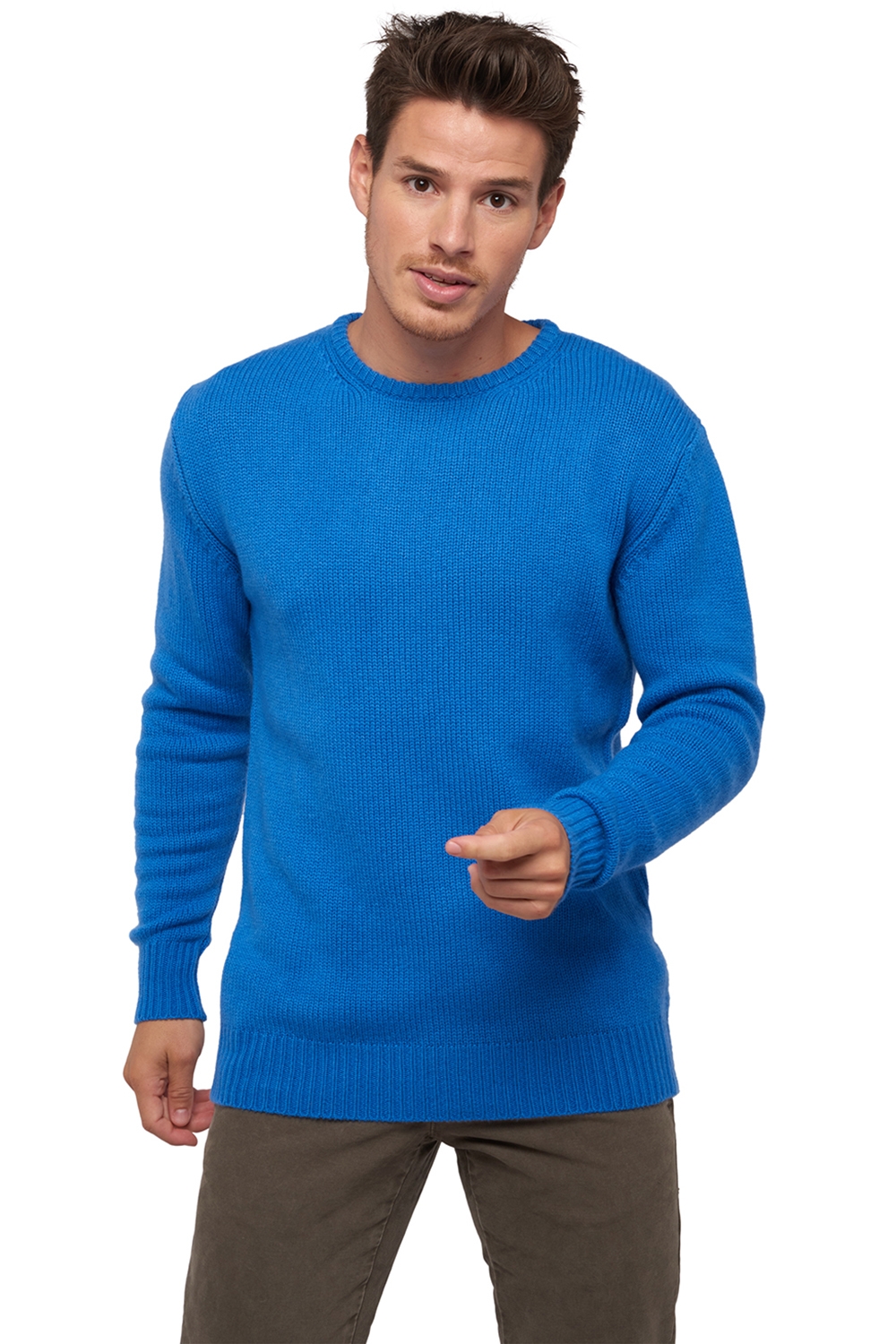 Cachemire pull homme col rond bilal tetbury blue xs
