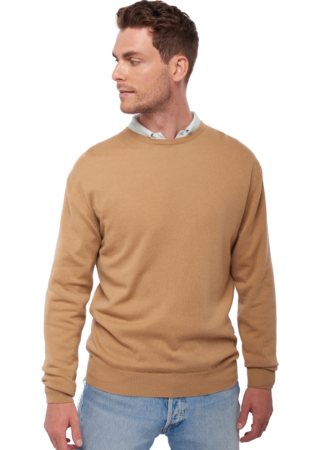 Cachemire pull homme col rond keaton camel xl