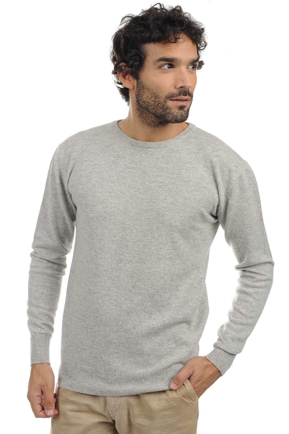 Cachemire pull homme col rond keaton flanelle chine xl