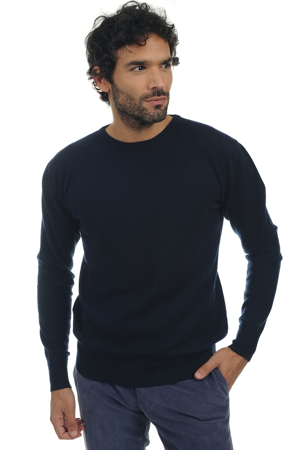 Cachemire pull homme col rond keaton marine fonce m