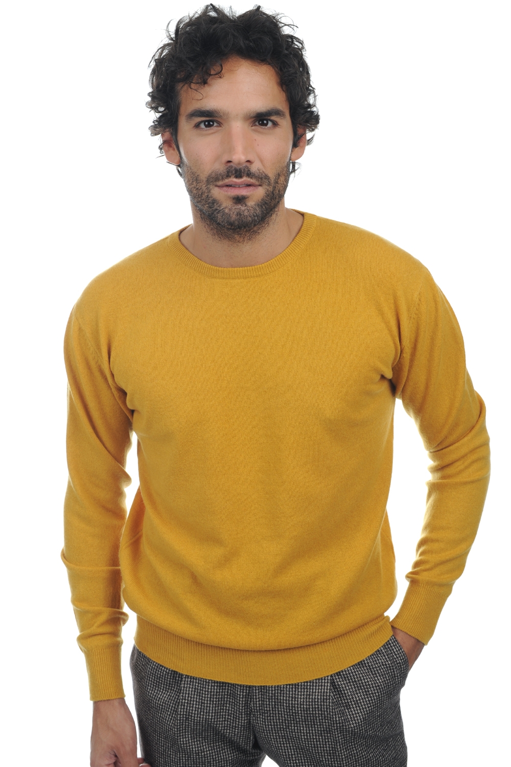 Cachemire pull homme col rond keaton moutarde xs