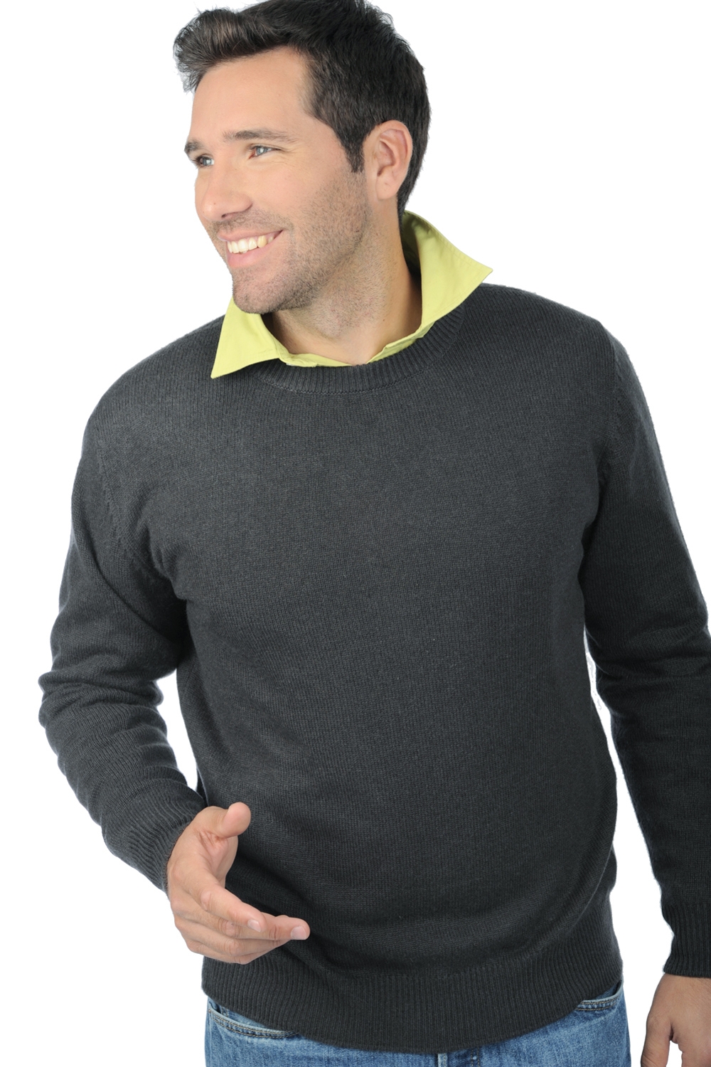 Cachemire pull homme col rond nestor 4f anthracite xl