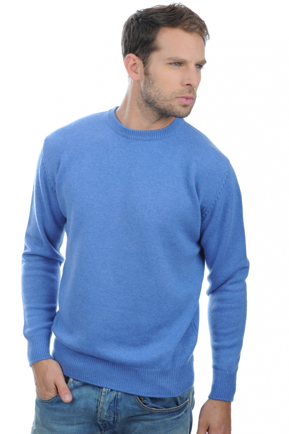 Cachemire pull homme col rond nestor 4f bleu chine 3xl