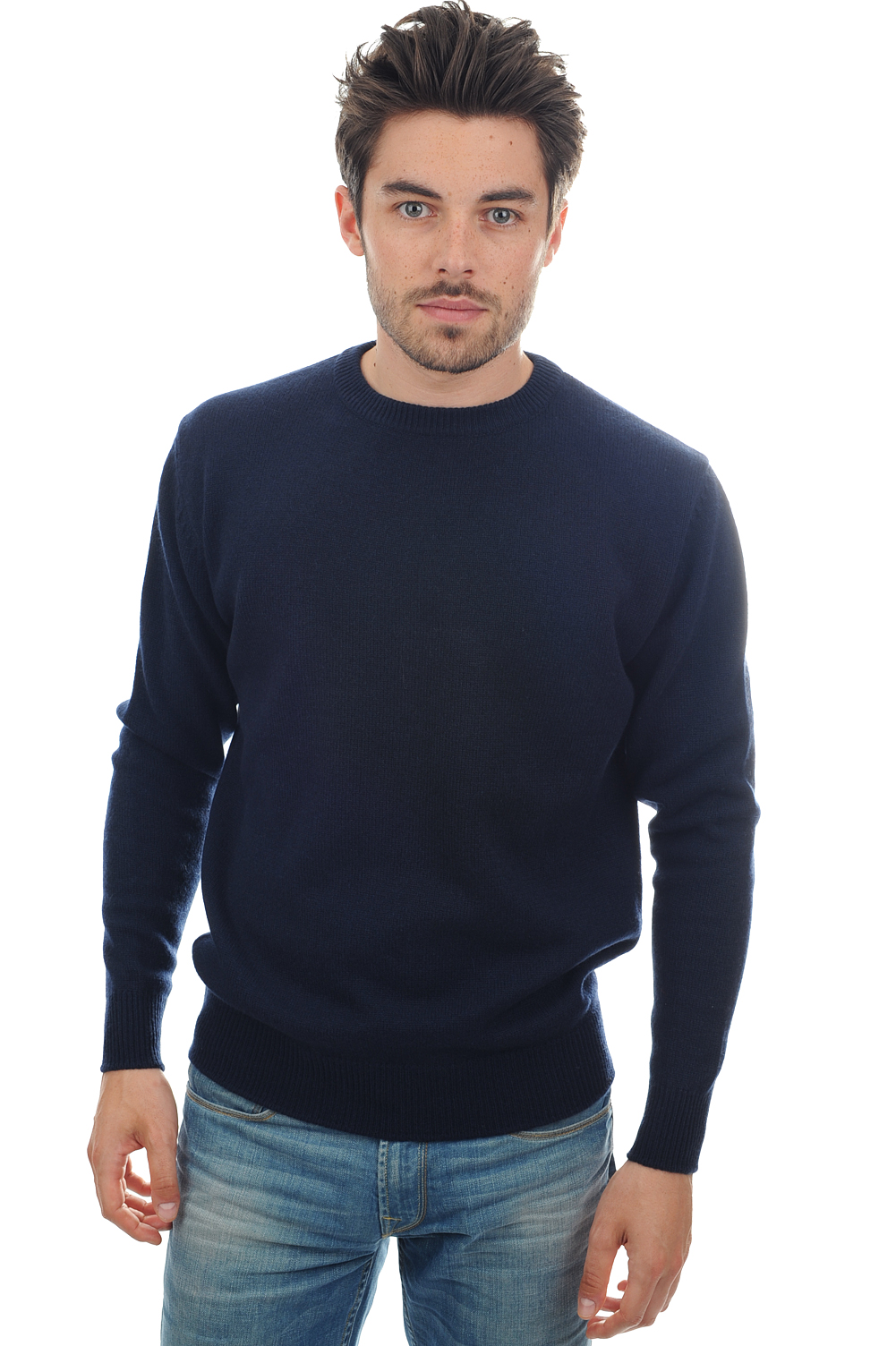 Cachemire pull homme col rond nestor 4f marine fonce 2xl