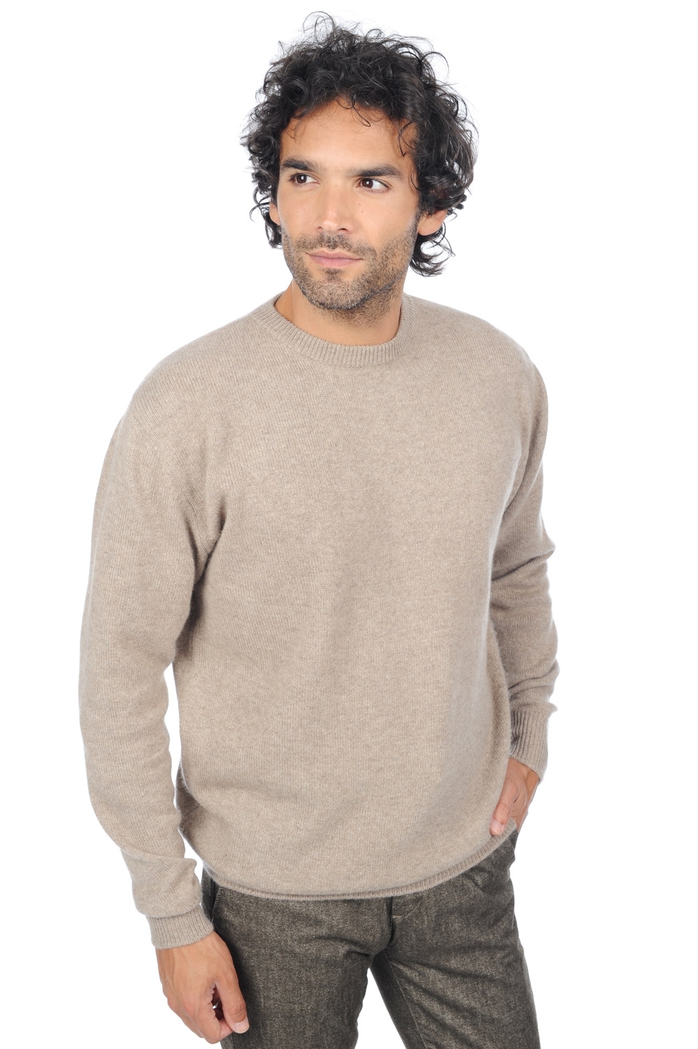 Cachemire pull homme col rond nestor 4f natural brown 3xl