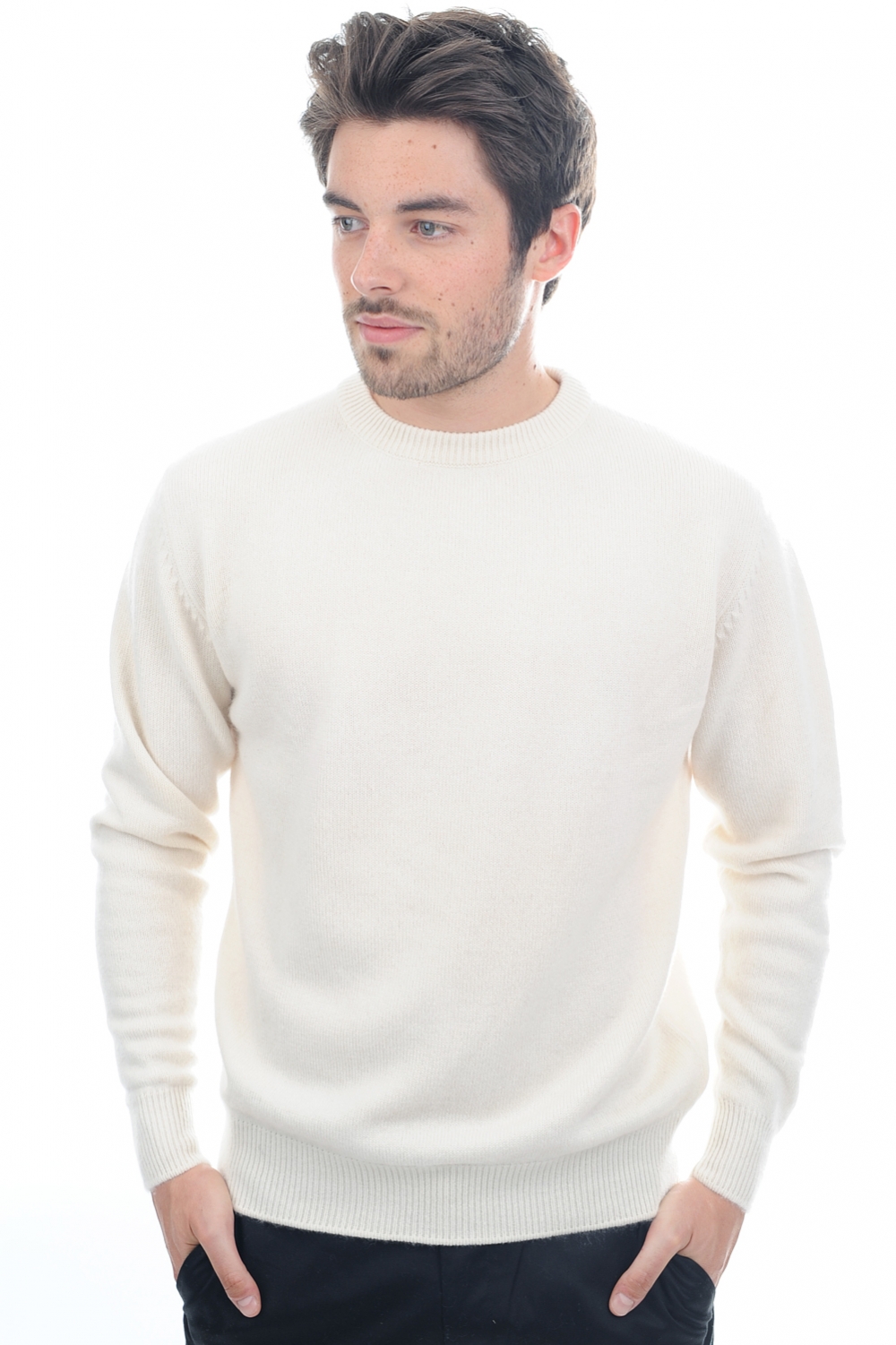 Cachemire pull homme col rond nestor 4f natural ecru 2xl