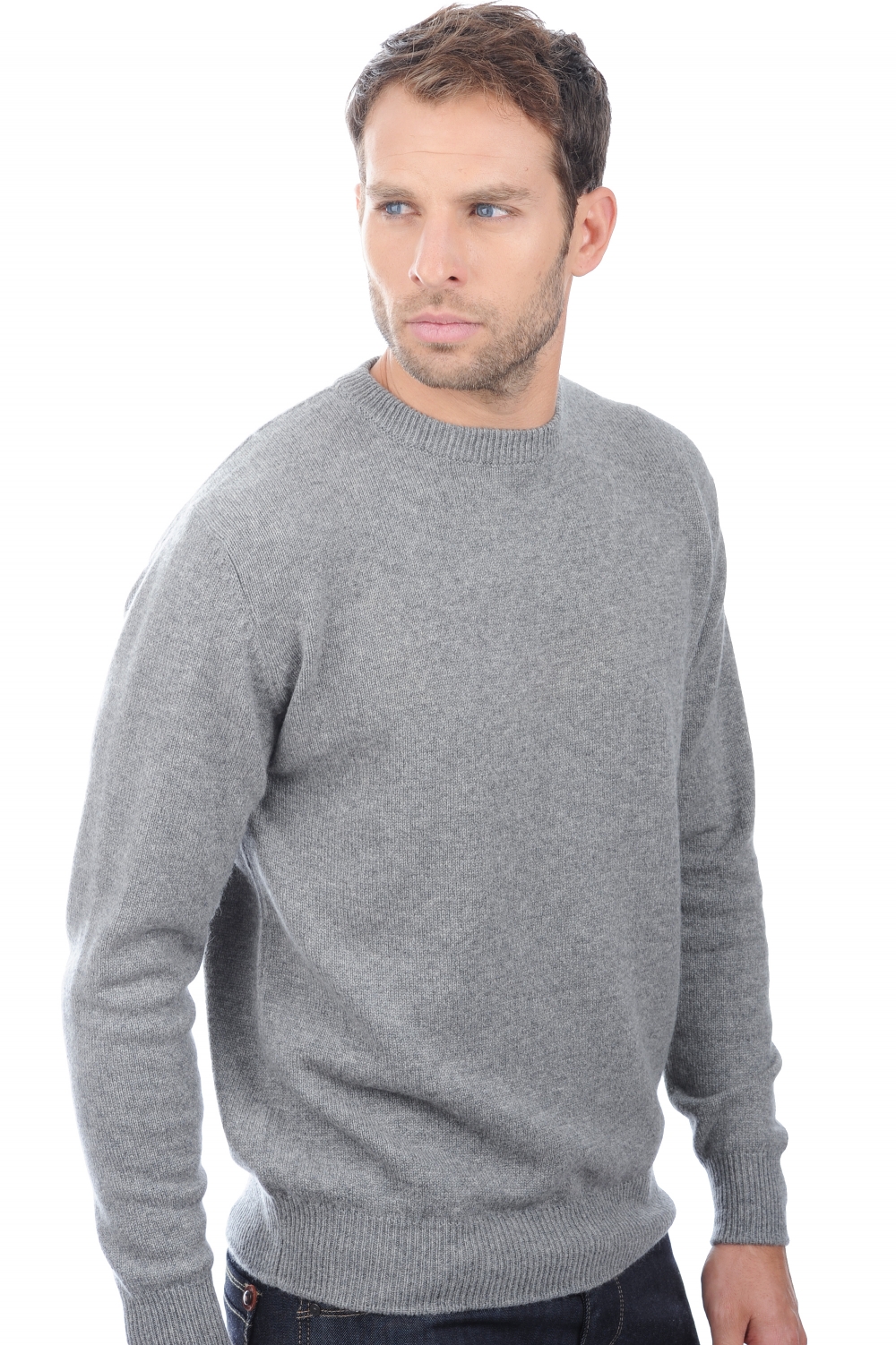 Cachemire pull homme col rond nestor gris chine 2xl