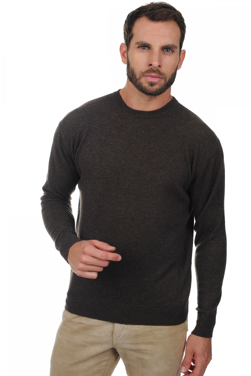 Cachemire pull homme col rond nestor marron chine xs