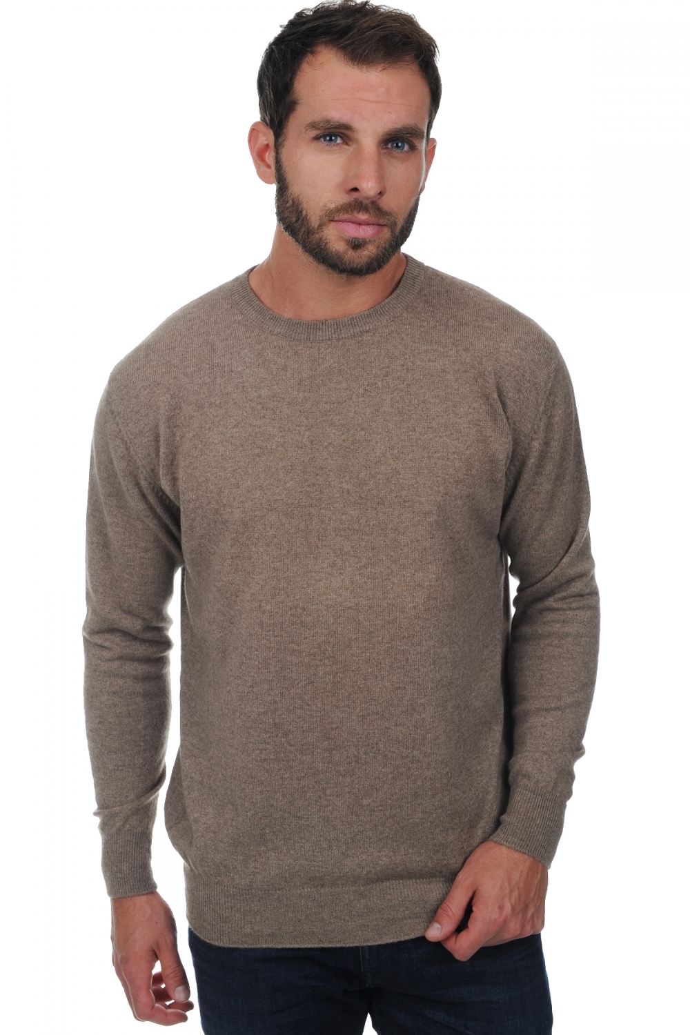 Cachemire pull homme col rond nestor natural brown l