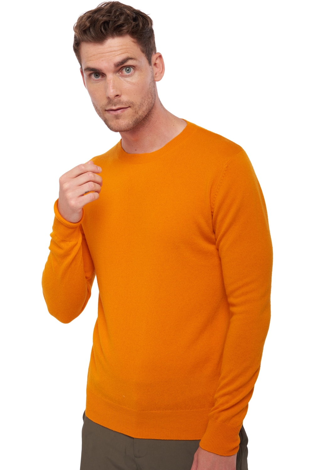 Cachemire pull homme col rond tao first orange m