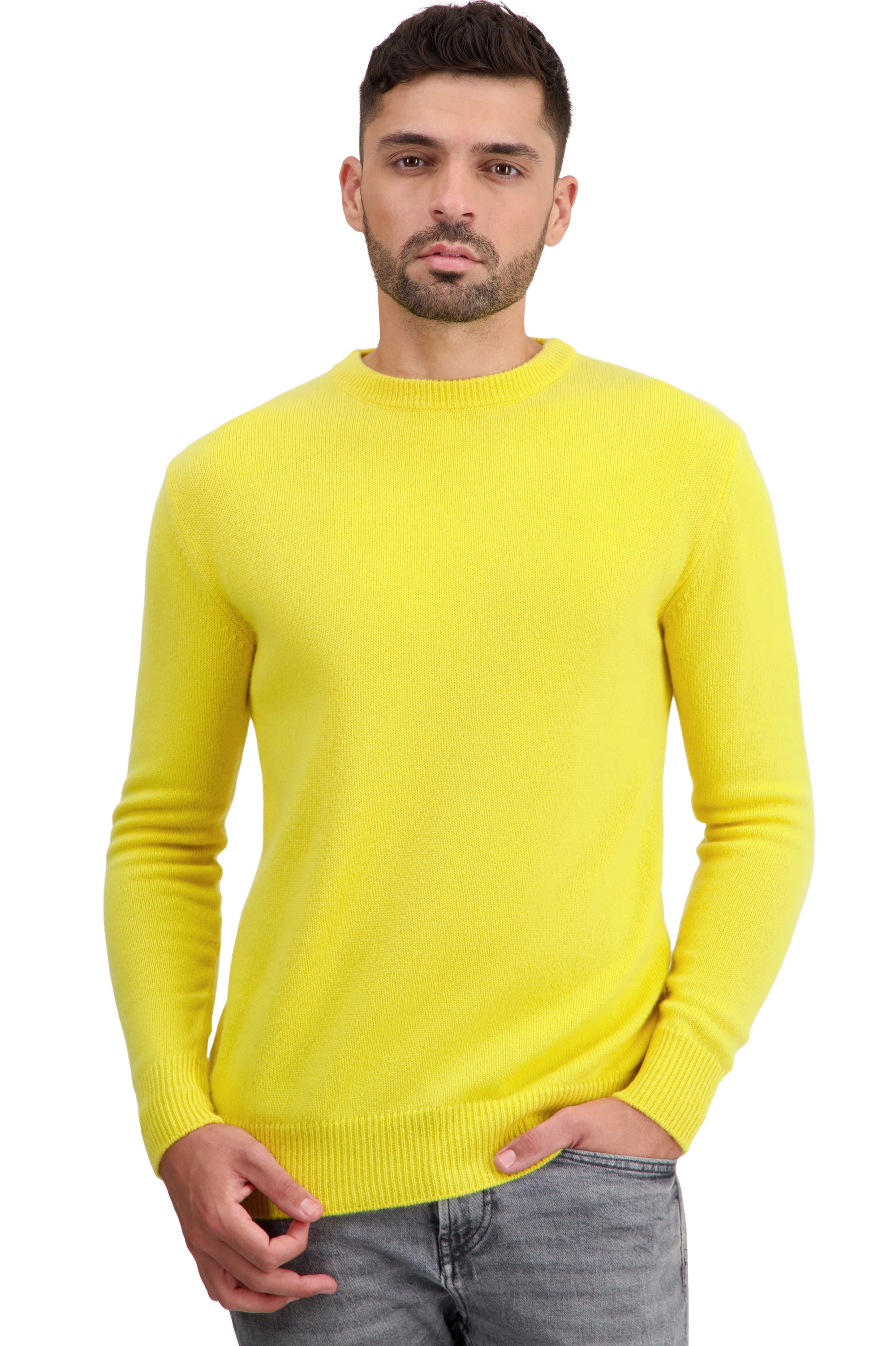 Cachemire pull homme col rond touraine first daffodil l