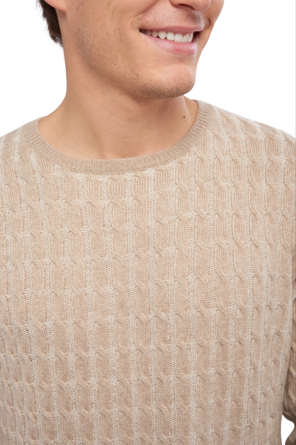 Cachemire pull homme col rond wes natural stone natural ecru xl
