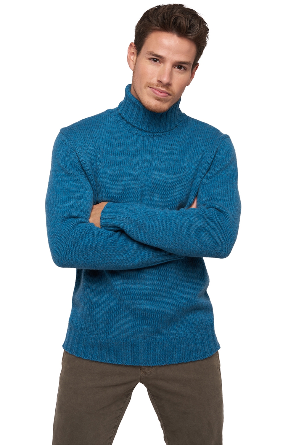 Cachemire pull homme col roule achille manor blue xs
