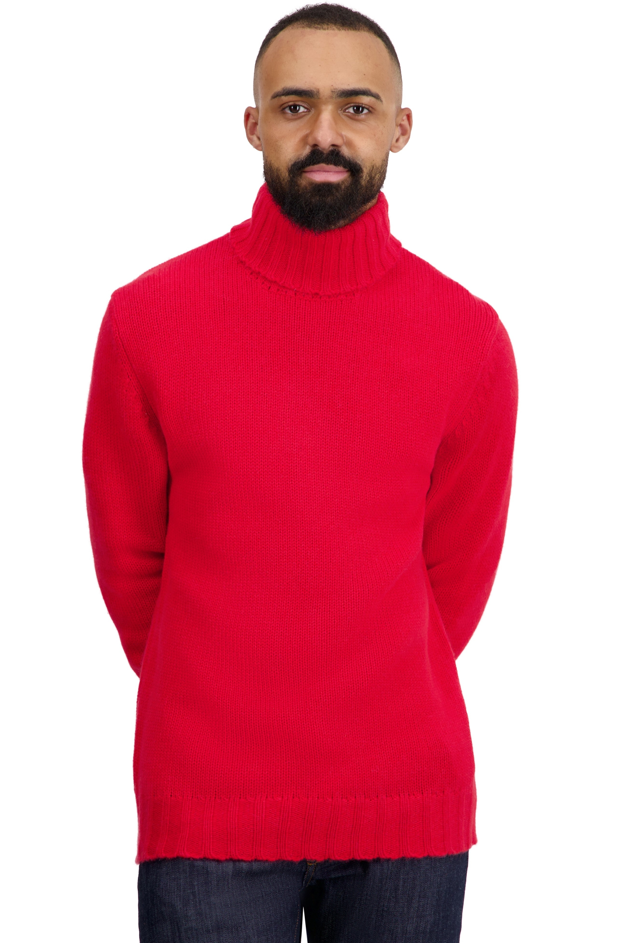 Cachemire pull homme col roule achille rouge xs