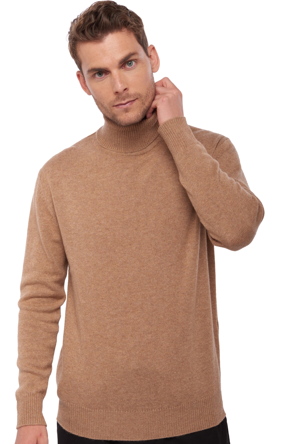 Cachemire pull homme col roule edgar 4f camel chine xs