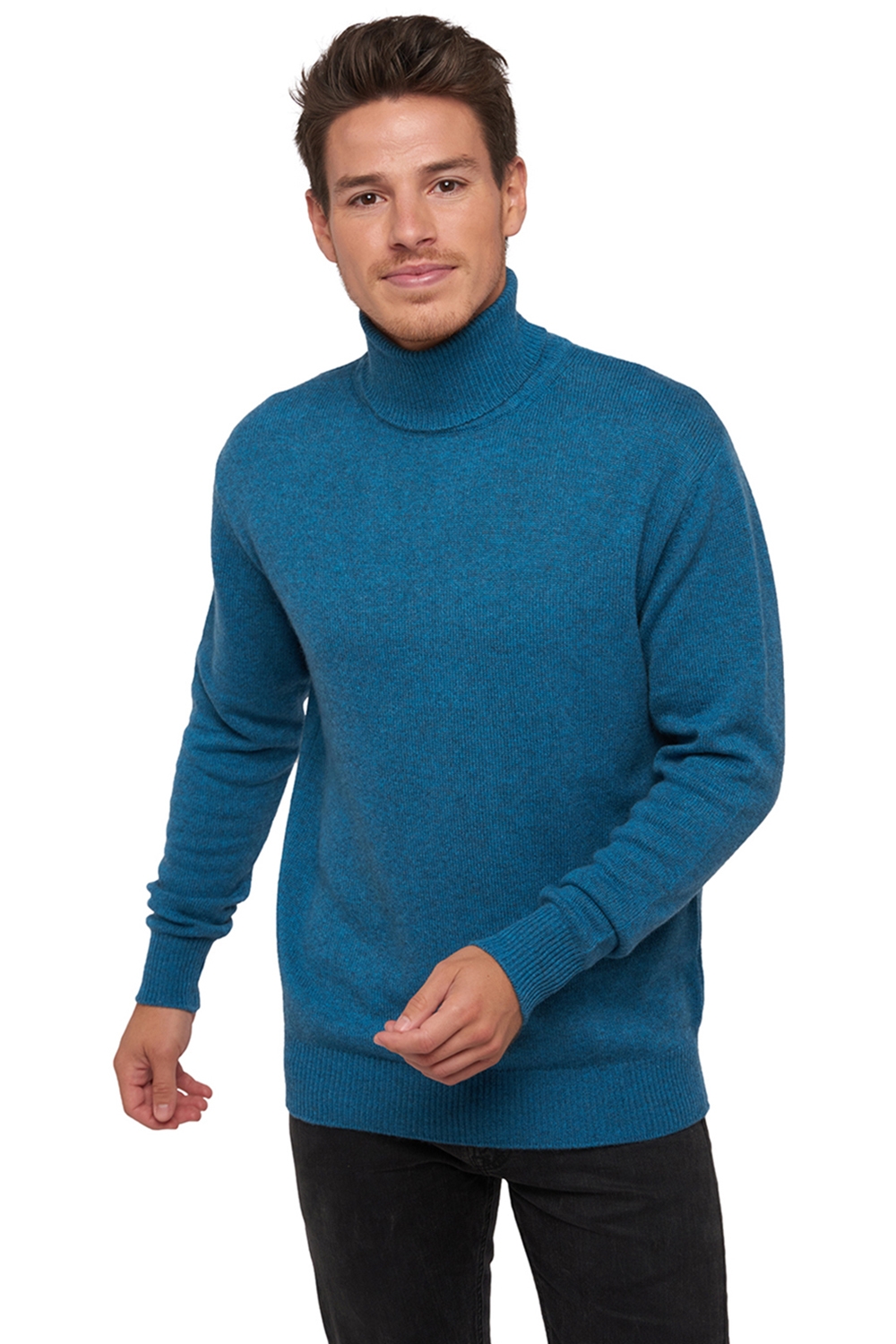 Cachemire pull homme col roule edgar 4f manor blue 4xl