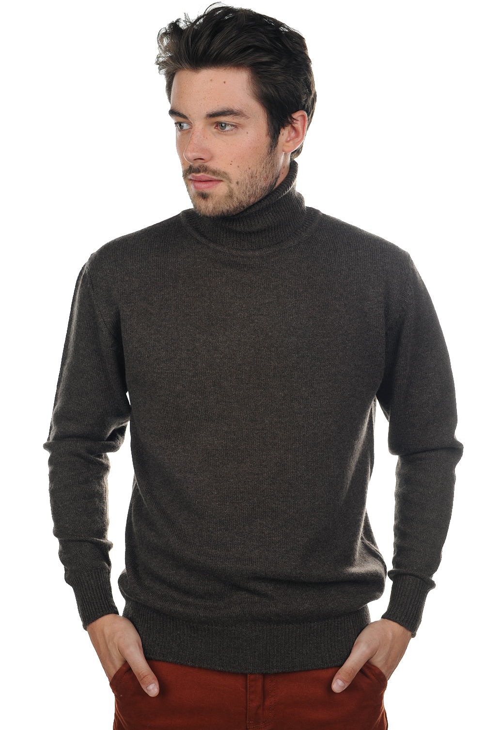 Cachemire pull homme col roule edgar 4f marron chine 2xl