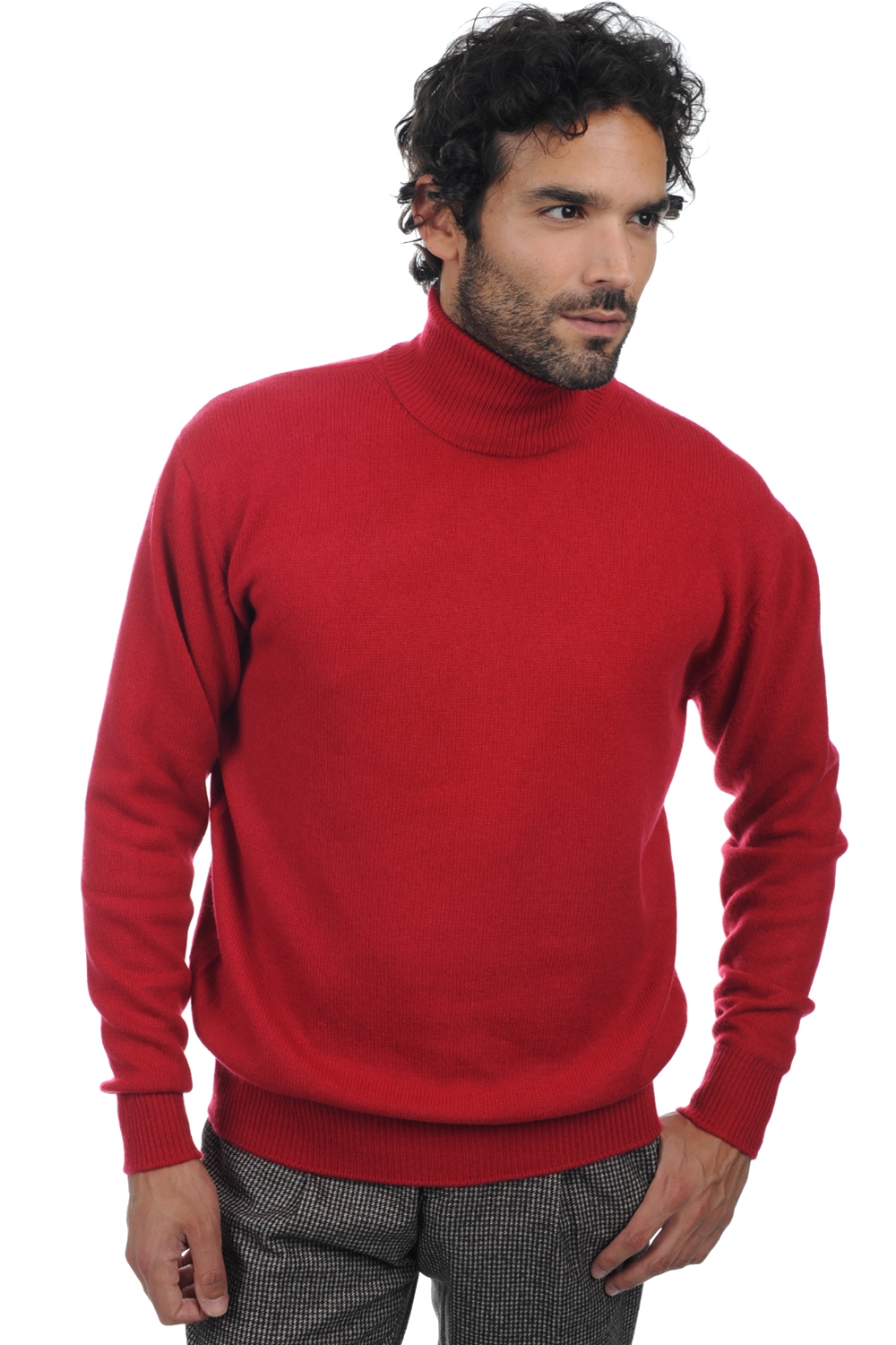 Cachemire pull homme col roule edgar 4f rouge velours m