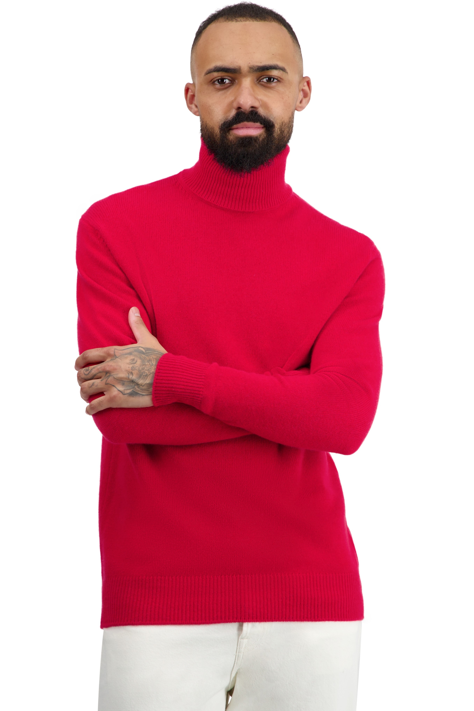 Cachemire pull homme col roule edgar 4f rouge xl