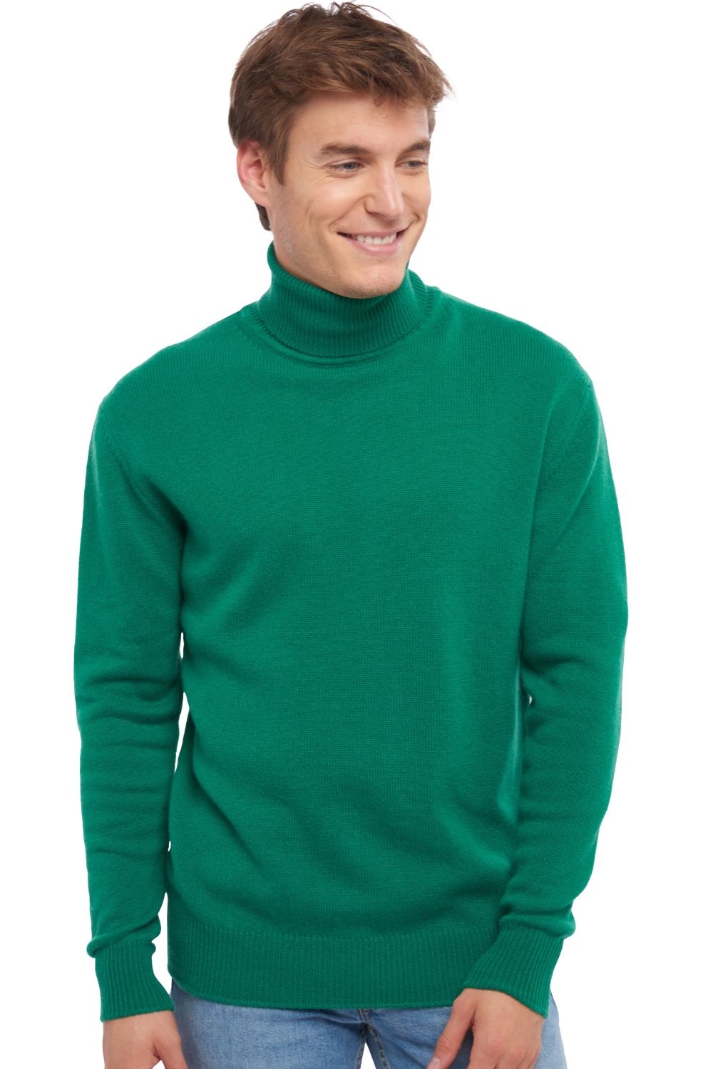 Cachemire pull homme col roule edgar 4f vert anglais s