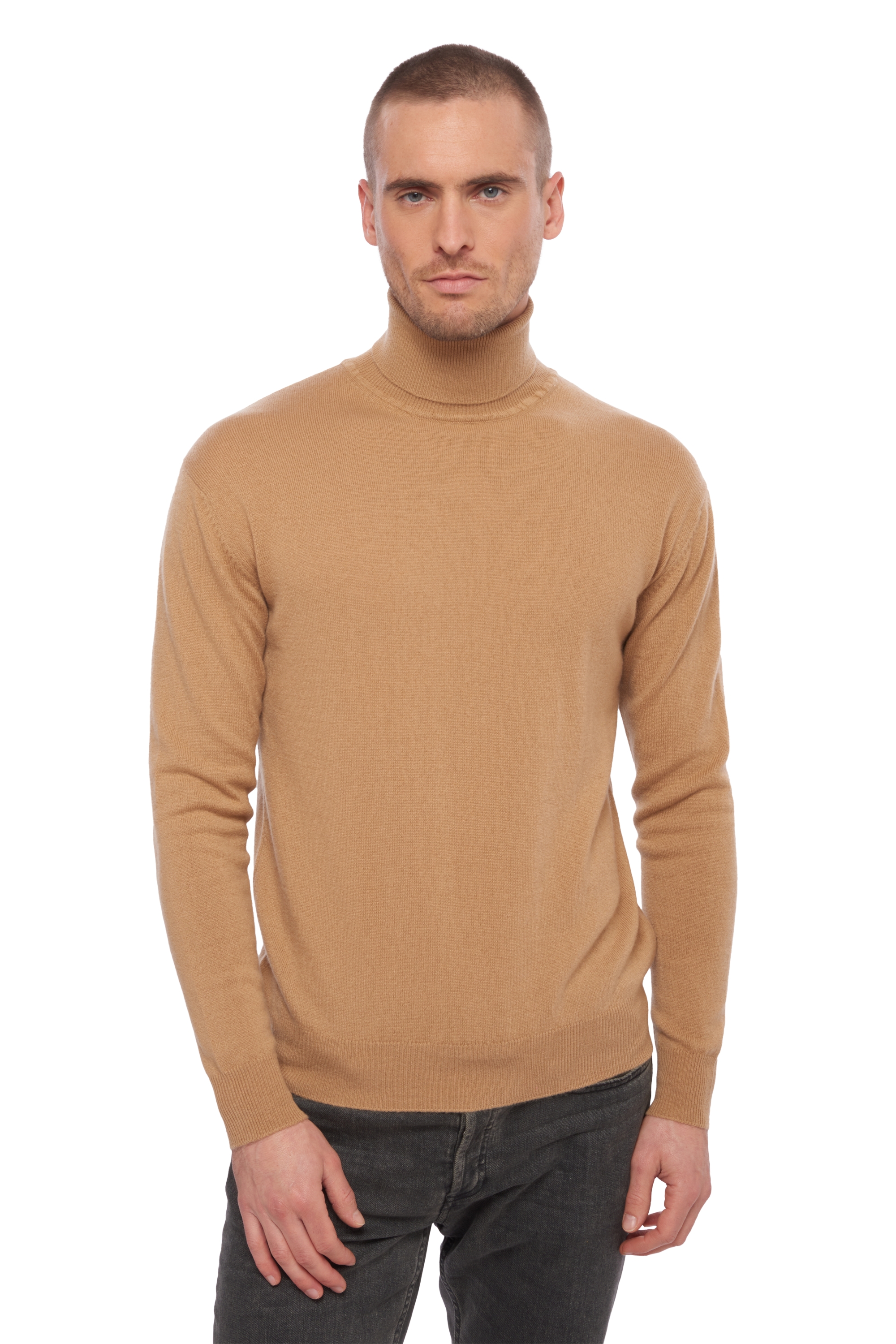 Cachemire pull homme col roule edgar camel 2xl