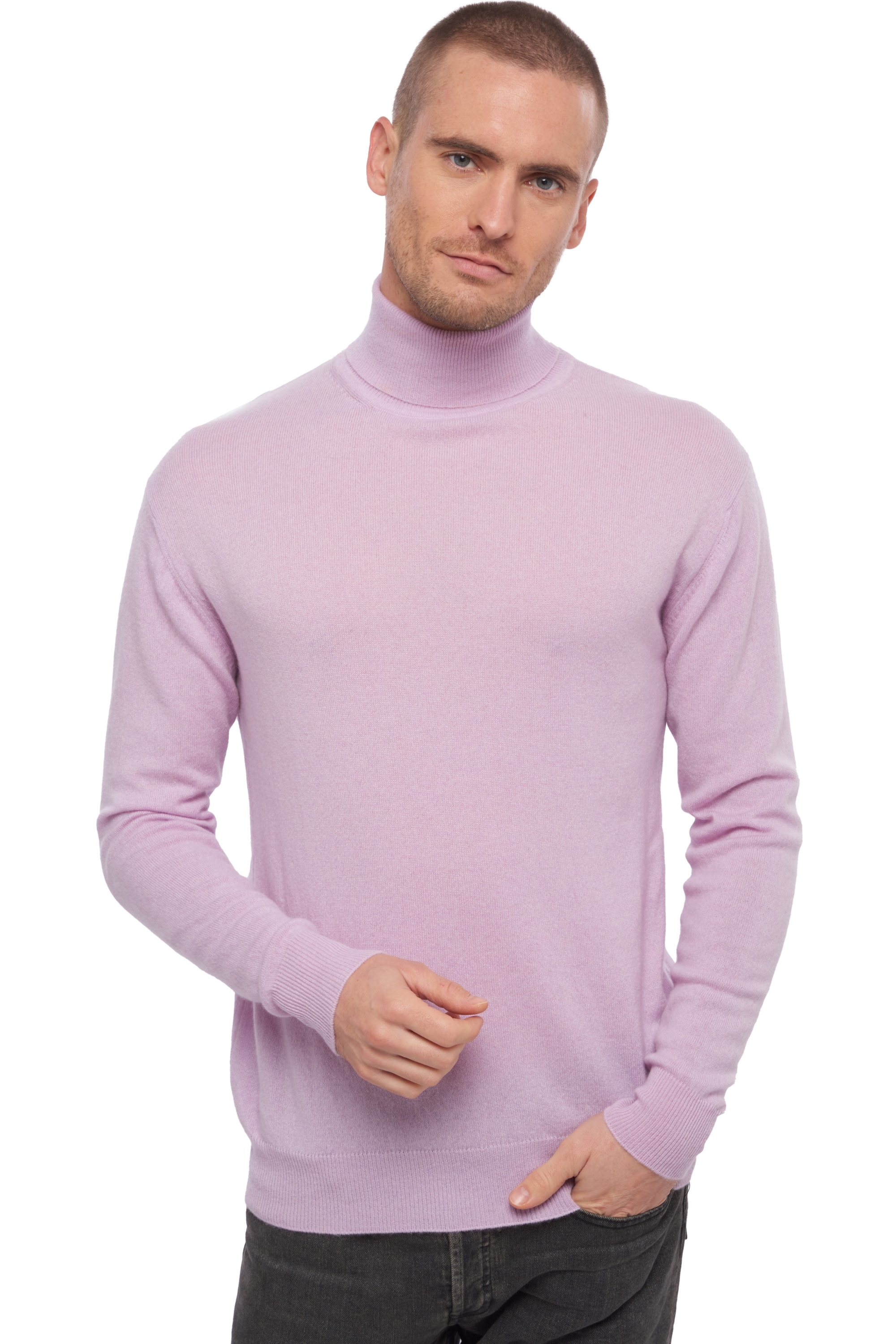 Cachemire pull homme col roule edgar lilas 3xl