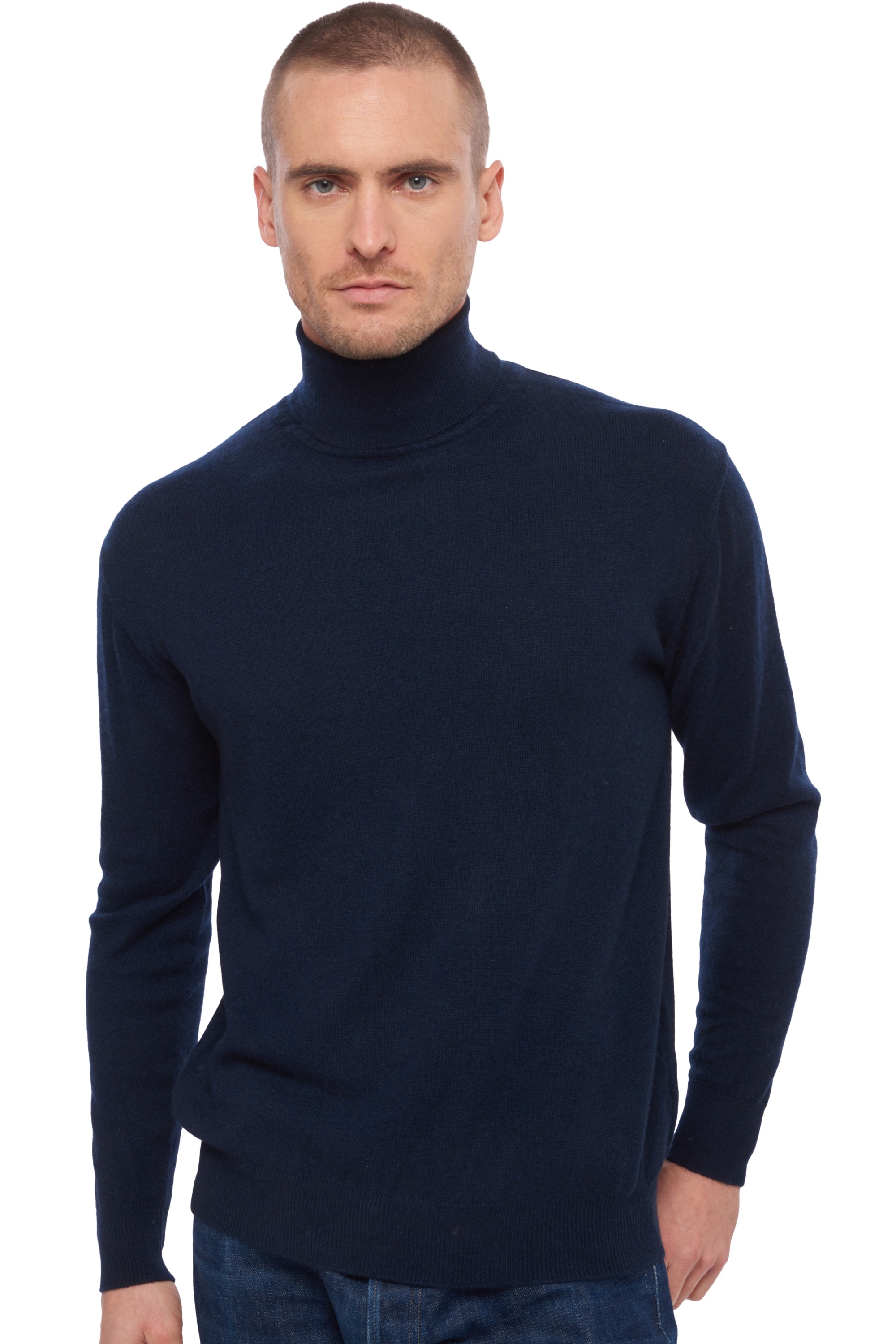 Cachemire pull homme col roule edgar marine fonce m