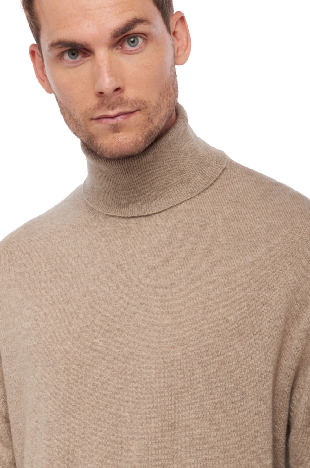 Cachemire pull homme col roule edgar natural brown l