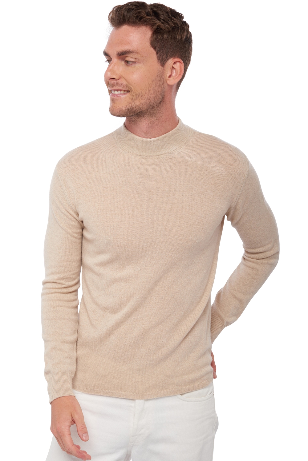 Cachemire pull homme col roule frederic natural beige s