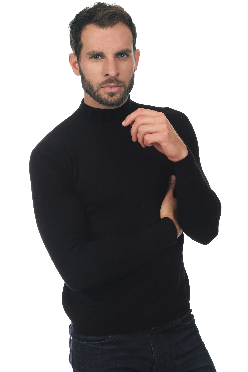 Cachemire pull homme col roule frederic noir 2xl