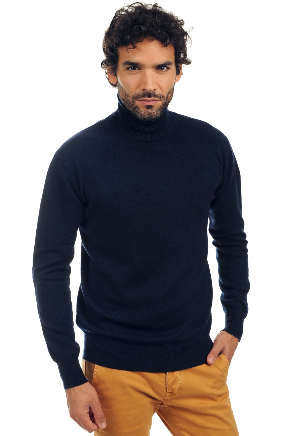 Cachemire pull homme col roule preston marine fonce s